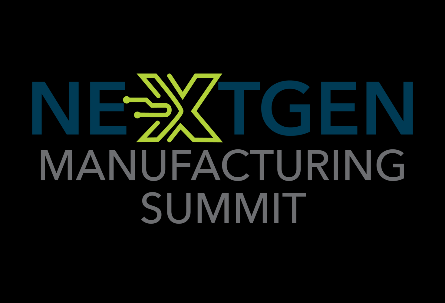 NEXTGEN MANUFACTURING SUMMIT. A lime circuit mark stands in for the X.