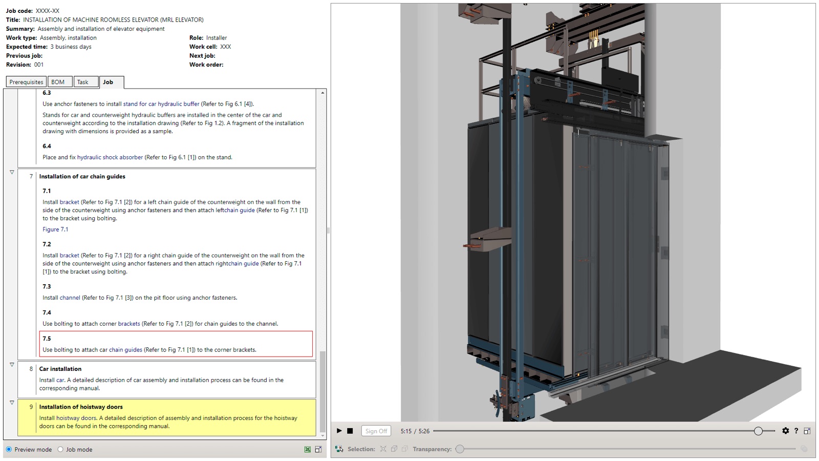 RapidAuthor work instruction with 3D assembly views