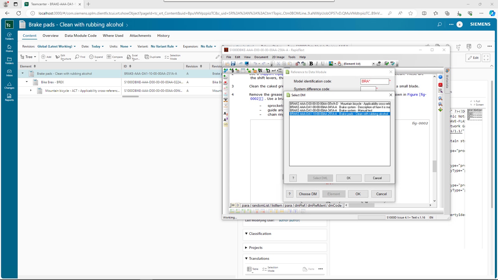 RapidAuthor for Teamcenter with a publication structure managed in Teamcenter